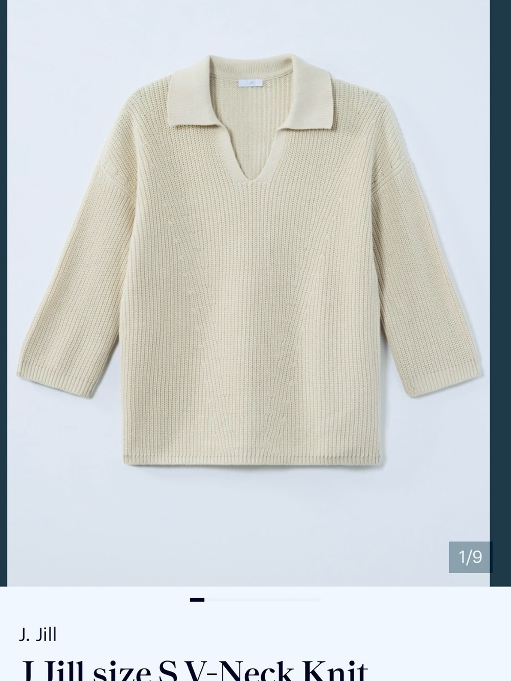 J Jill size S V-Neck Knit Sweater 3/4 sl NWT
